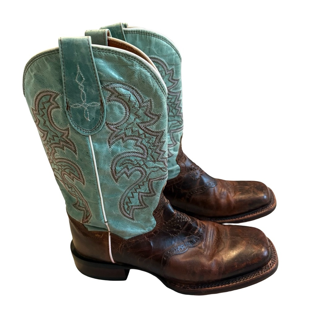 DAN POST DP2863 San Michelle Collection Stockman Boot in Turquoise/Brown Sz 7.5 - Picture 6 of 16